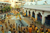 Arial view shows the pit and the devotees waiting their turn